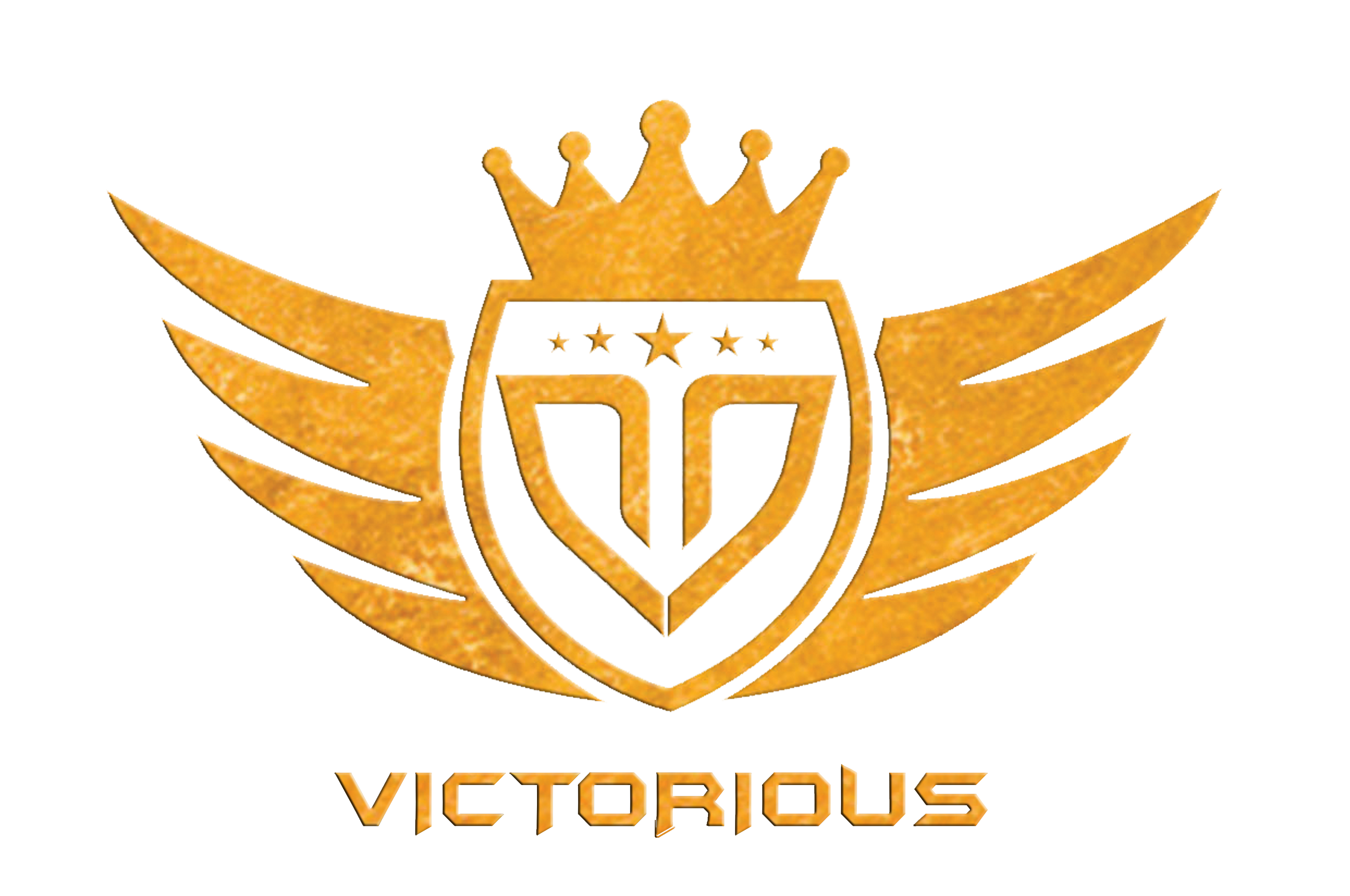 Victorious gold crown and wings logo